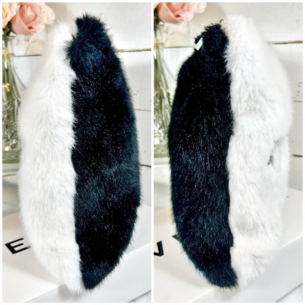 Givenchy Large Black & White Fur Two Tone GV3 Pouch/Clutch - Picture 5 of 9